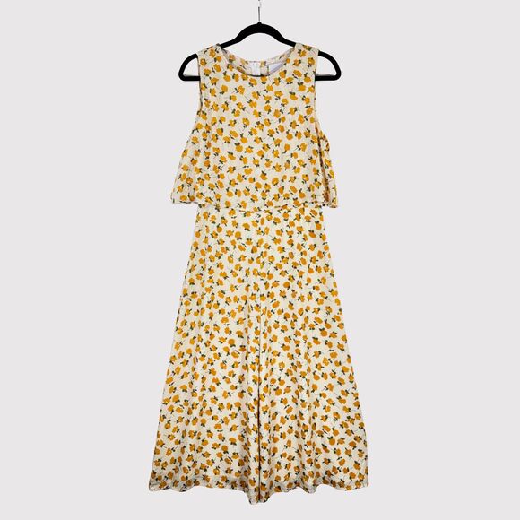 MVN The Label Women Jumpsuit Yellow Riley Floral Sleeveless Wide Leg Boho Medium - Picture 2 of 13